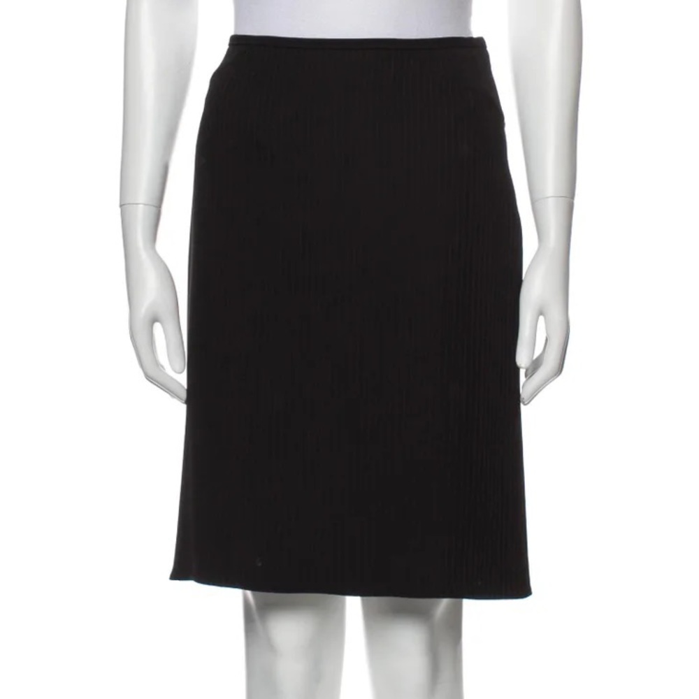 Armani‎ Collezioni ruffle striped knee length Skirt Made in Italy Black